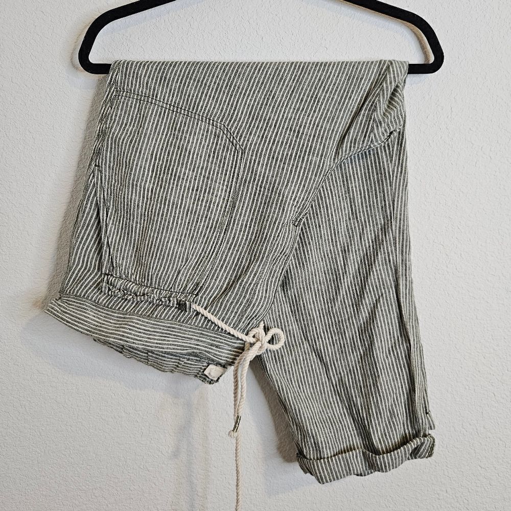 Anthropologie linen blend pants, sage women's size large